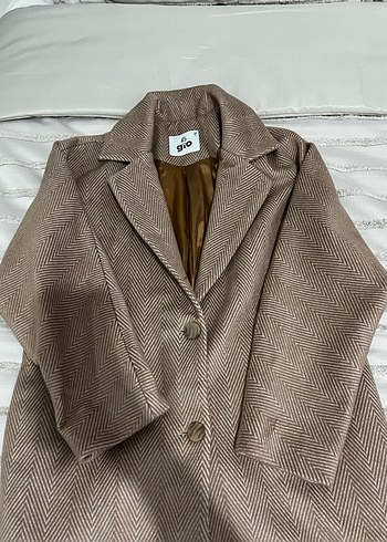 Bej Uzun Kadın Keten Kaban - Görsel 2