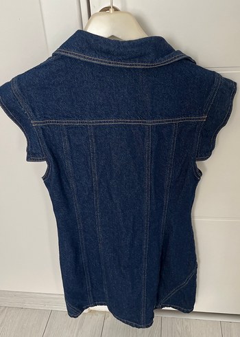 Defacto Kısa Kollu Lacivert Kadın Denim elbise - Görsel 3