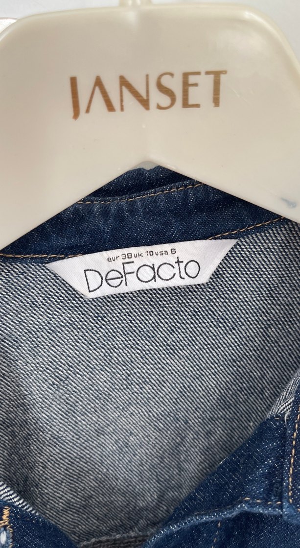 Defacto Kısa Kollu Lacivert Kadın Denim elbise - Görsel 2