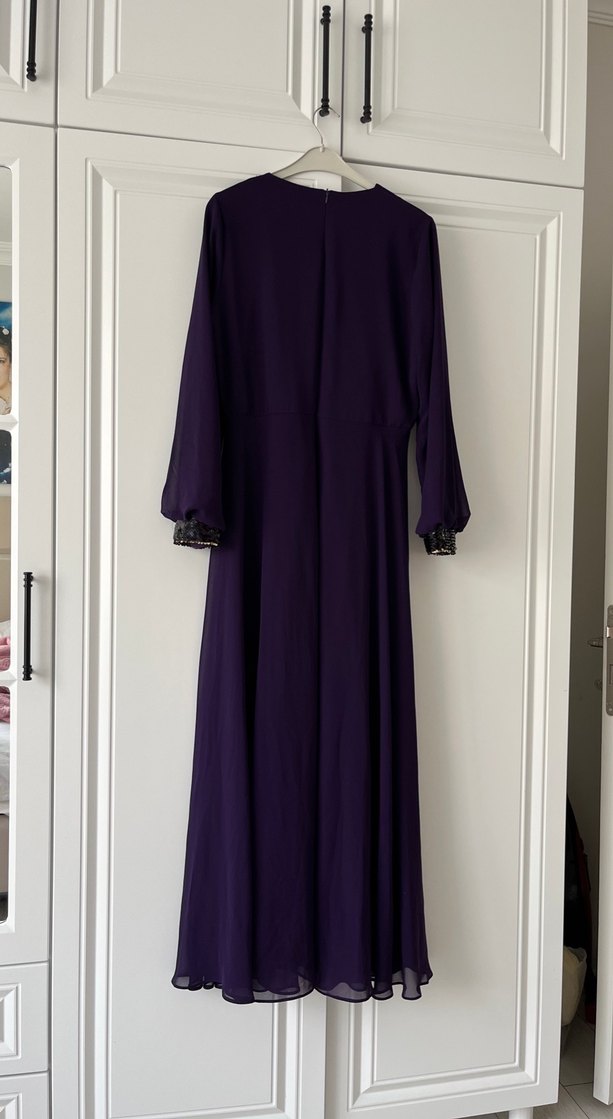 Mor Uzun Kollu Abiye - Görsel 2