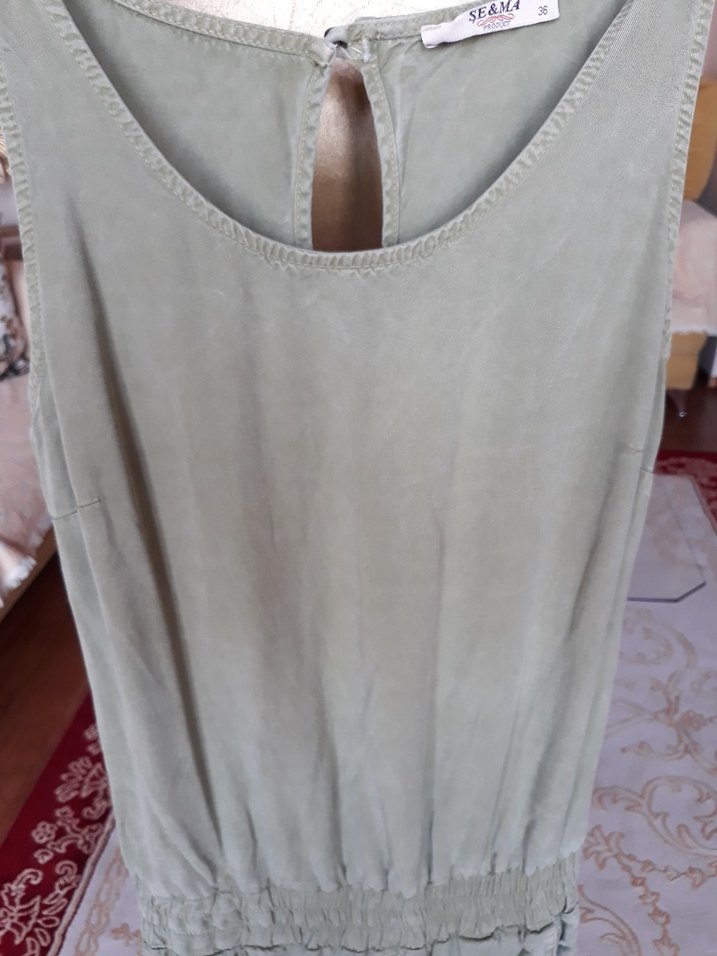 Kadın Haki Keten Bol Kesim Uzun Tulum - Görsel 4