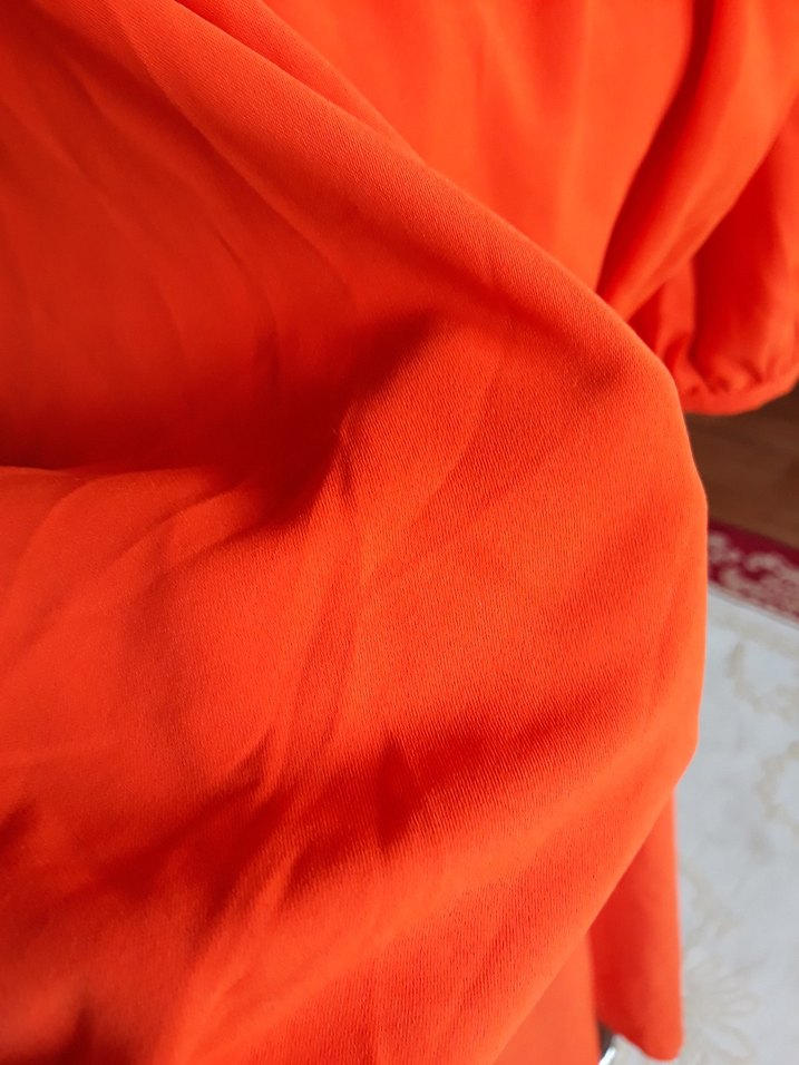 Turuncu Uzun Kollu Salaş Uzun Elbise - Görsel 3