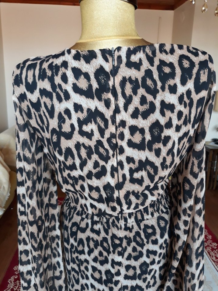 Leopar Desenli Uzun Bohem Elbise - Görsel 4