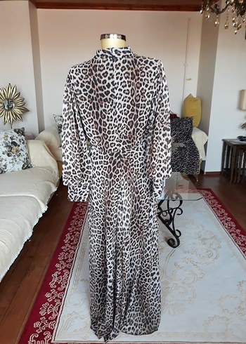 Leopar Desenli Uzun Elbise - Görsel 6