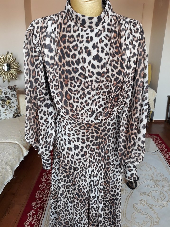 Leopar Desenli Uzun  Elbise - Görsel 2