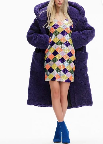 Kadın Çok Renkli Mini Payetli Elbise - Görsel 4