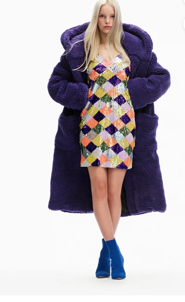 Kadın Çok Renkli Mini Payetli Elbise - Görsel 4