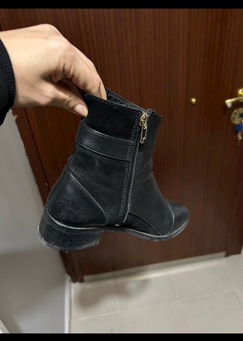 Siyah Deri Stiletto Topuklu Kadın Bot - Görsel 3