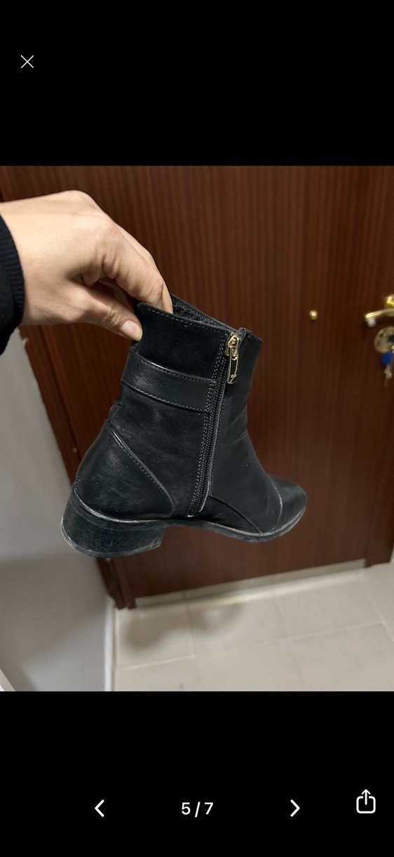 Siyah Deri Stiletto Topuklu Kadın Bot - Görsel 3