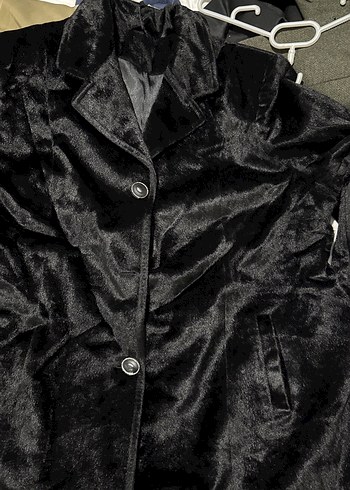 Siyah Süet Kadın Kaban - Görsel 5