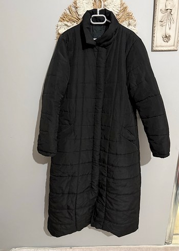 Kadın Siyah Uzun Kışlık kaban mont - Görsel 2