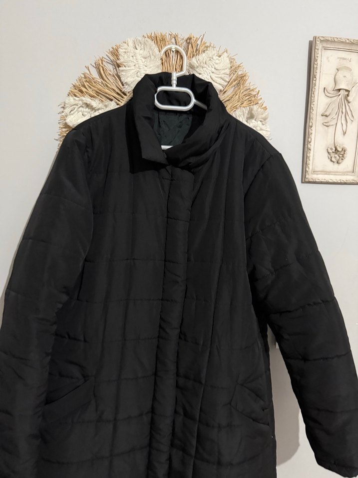 Kadın Siyah Uzun Kışlık kaban mont - Görsel 3