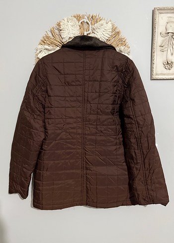 Düğmeli Kahverengi ceket mont trençkot - Görsel 2