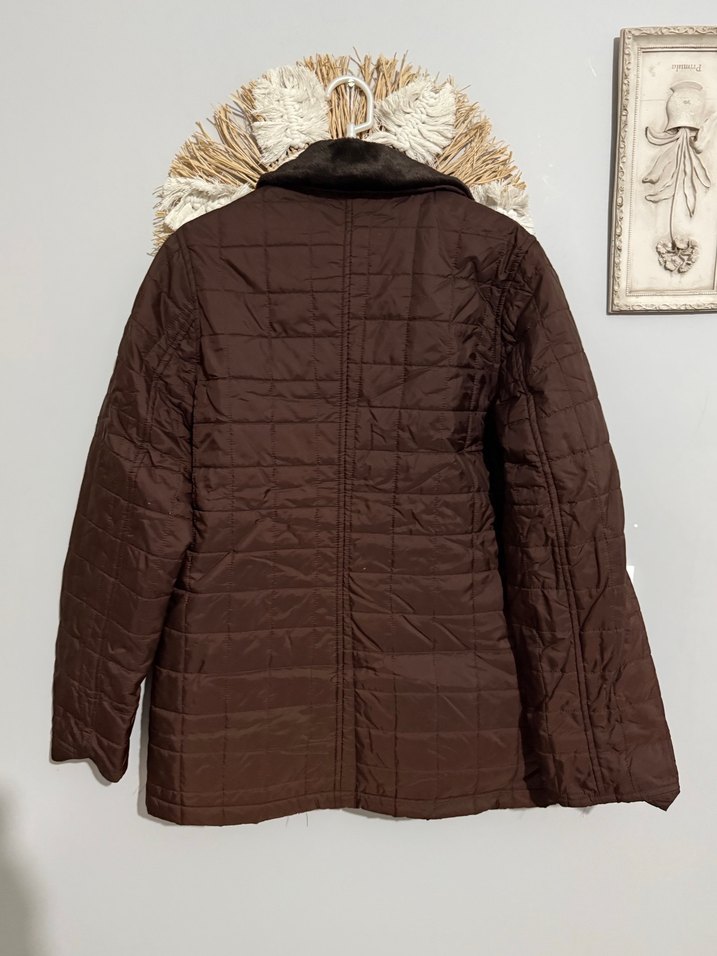 Düğmeli Kahverengi ceket mont trençkot - Görsel 2