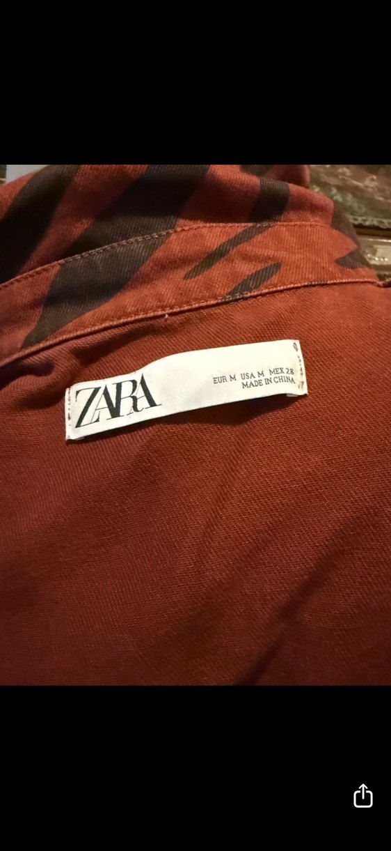 Düğmeli Zebra Desenli Bohem Kadın Gömlek - Görsel 5