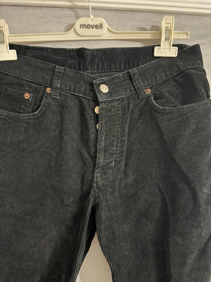 Düğmeli Siyah Denim Erkek Pantolon - Görsel 4