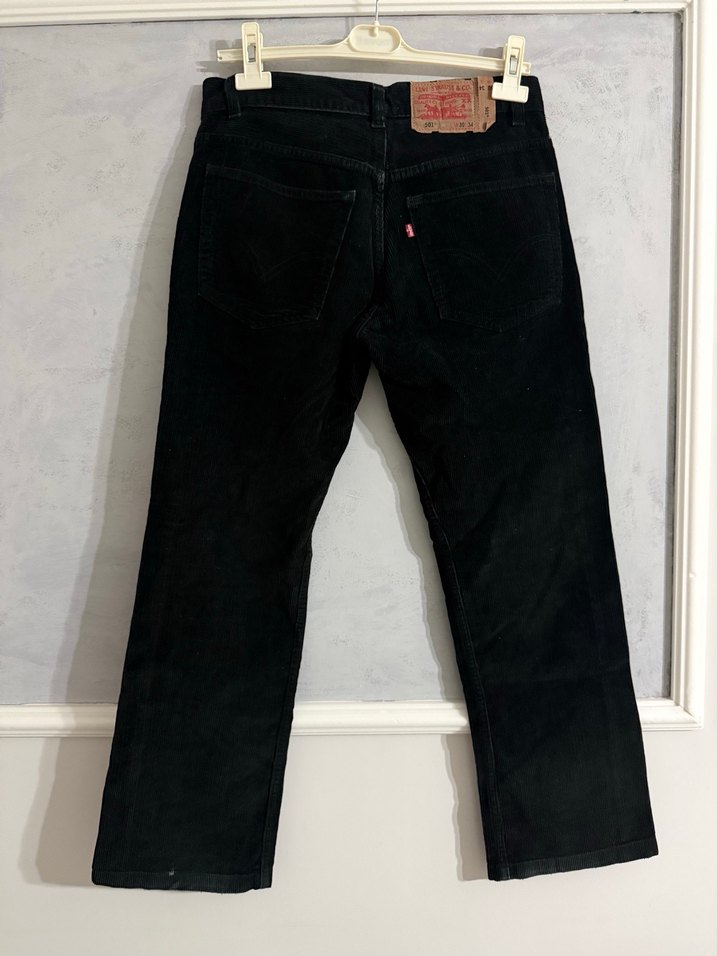 Düğmeli Siyah Denim Erkek Pantolon - Görsel 3