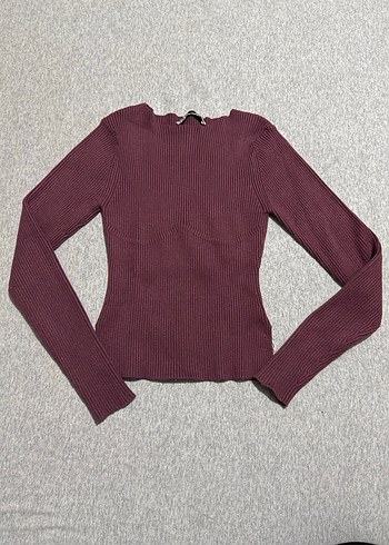 Bordo İnce Örgü Kadın Kazak - Görsel 2