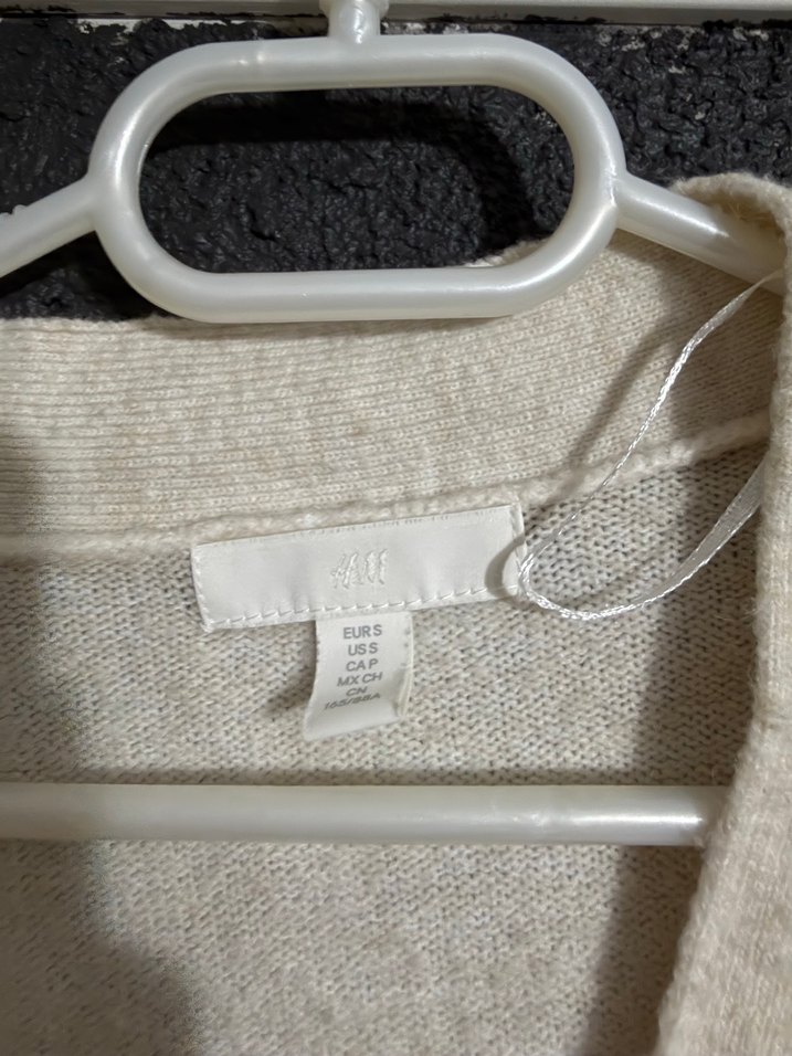 Bej Örgü Kadın Hırka, Uzun Kollu, Rahat Kesim - Görsel 3