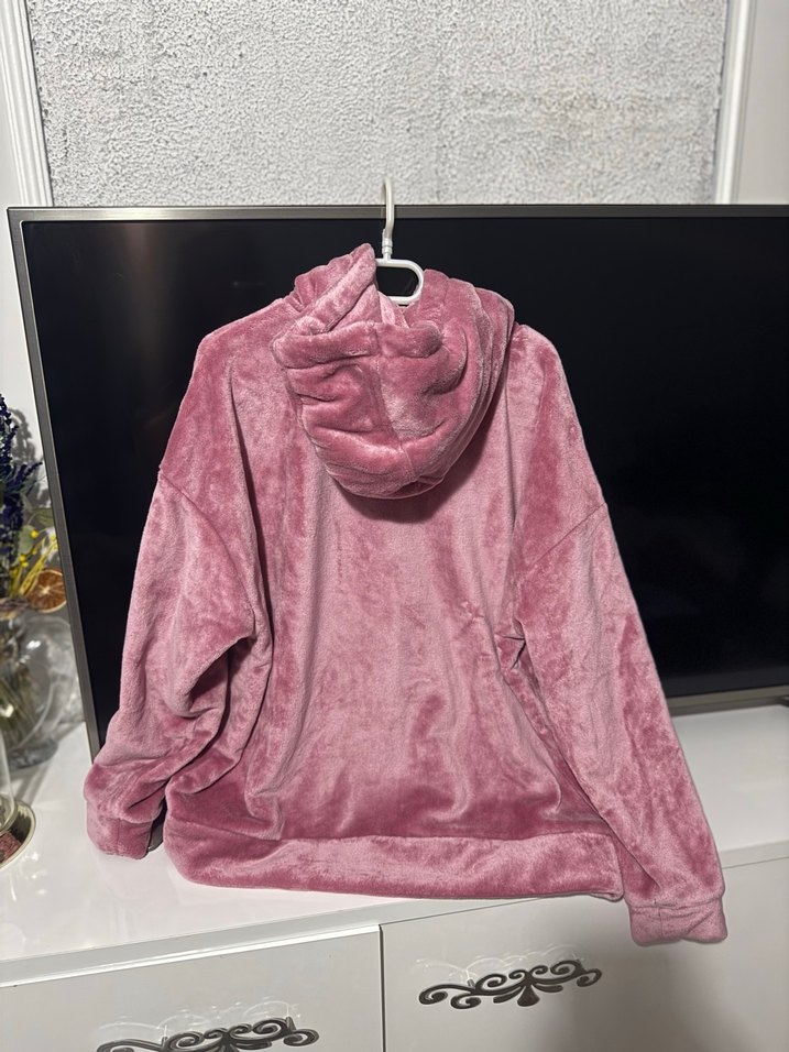 Pembe Kapüşonlu Kadın Sweatshirt - Görsel 3