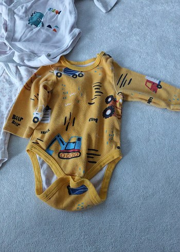 Uzun Kollu Sarı Örme Bebek Body - Görsel 3