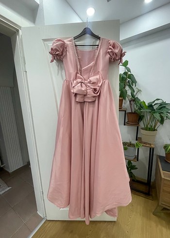 Pembe Nakışlı Klasik Kız Çocuk Elbisesi - Görsel 3