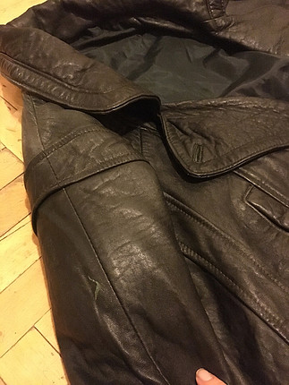 s Beden siyah Renk Vintage Gerçek Deri Ceket