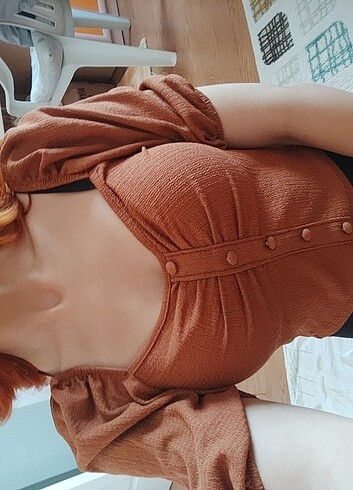 Koton koton hardal rengi crop bluz