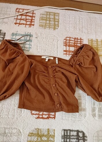 koton hardal rengi crop bluz