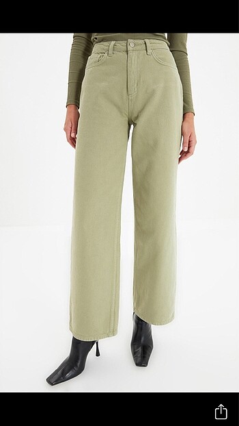 m Beden Mint Yüksek Bel Wide Leg Jeans