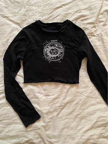 Desenli siyah crop