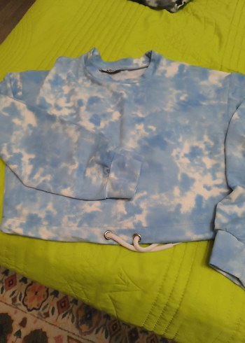 Mavi Batik Desenli Kadın Sweatshirt