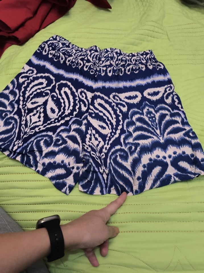 Mavi Batik Desenli Bol Kesim Mini Şort - Görsel 5