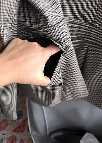 Bej Ekose Desenli Blazer Ceket - Görsel 8