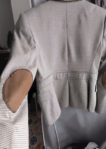 Bej Ekose Desenli Blazer Ceket - Görsel 5