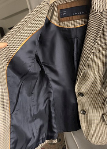 Bej Ekose Desenli Blazer Ceket - Görsel 4