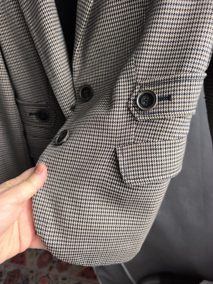 Bej Ekose Desenli Blazer Ceket - Görsel 3