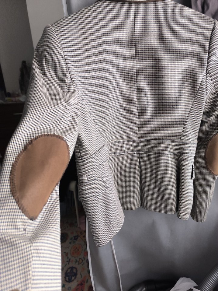 Bej Ekose Desenli Blazer Ceket - Görsel 5