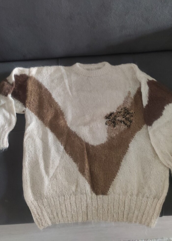 Vintage el örgüsü bayan kazak  - Görsel 3