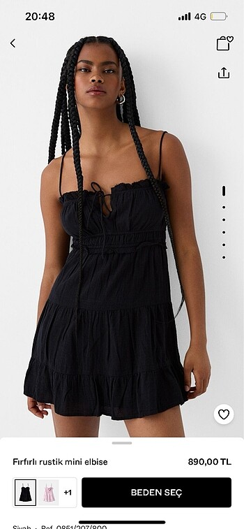 BERSHKA mini elbise siyah