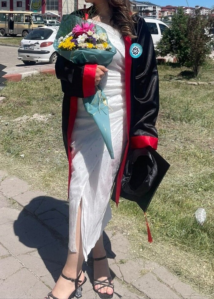 Midi beyaz elbise - Görsel 2