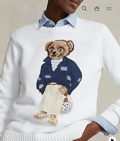 l Beden beyaz Renk Ralph Lauren bear kazak ORJİNAL