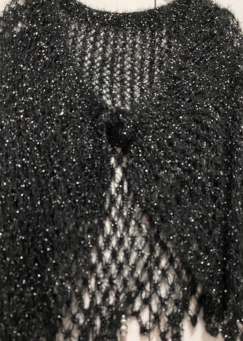 Kadın Siyah Örgü Bolero şal - Görsel 2