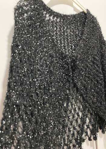 Kadın Siyah Örgü Bolero şal - Görsel 4