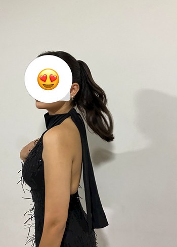 Siyah Halter Yaka Mini Püsküllü Gotik abiye Elbise