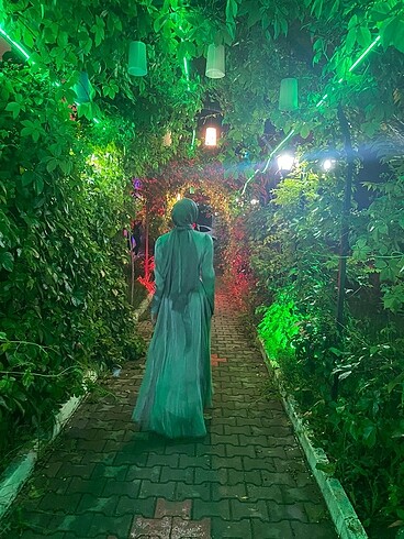 Satılık su yeşili tesettür abiye - Görsel 6