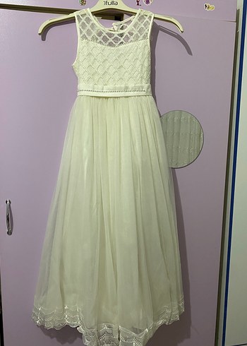 Beyaz Dantel Detaylı Kız Çocuk gelinlik - Görsel 3