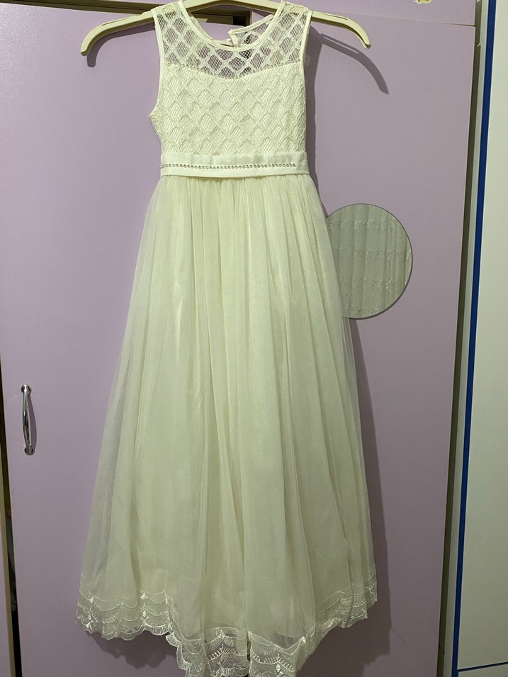 Beyaz Dantel Detaylı Kız Çocuk gelinlik - Görsel 2