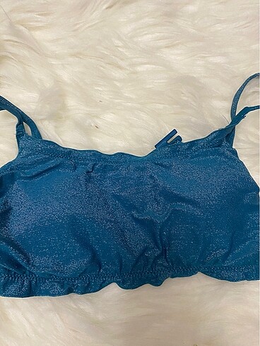 36 Beden mavi Renk Suwen simli kumaş bikini takım