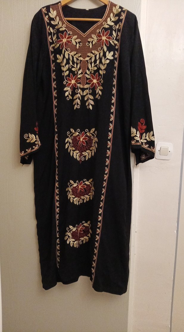 Bordo Nakışlı Uzun Bohem Elbise - Görsel 2